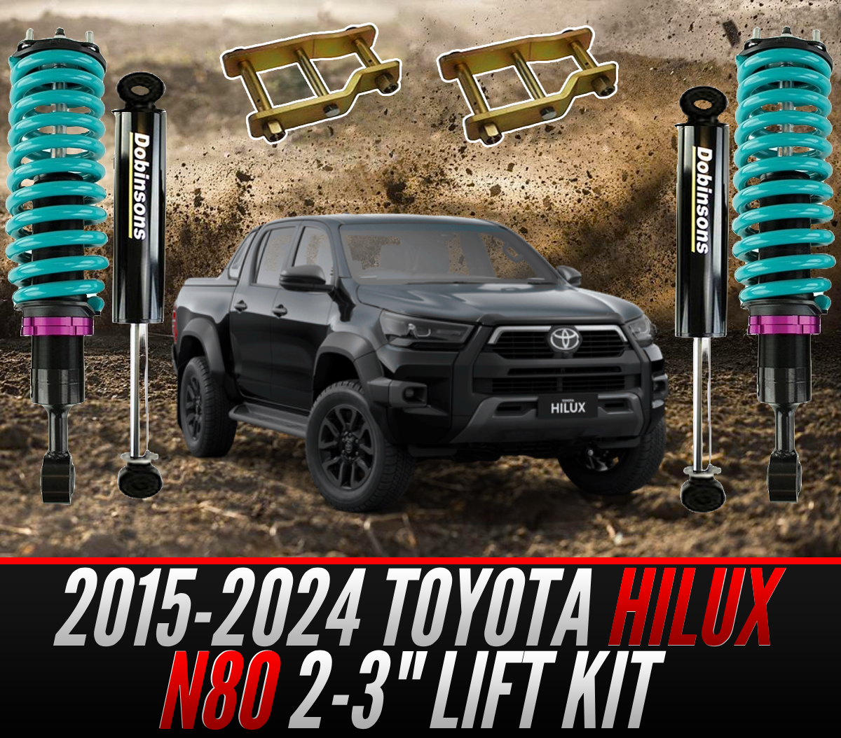 Toyota Hilux N80 (GUN126R) 2015-2024 - Dobinsons IMS Monotube Quick Easy Lift Kit 2–3" Inch - Preassembled Struts