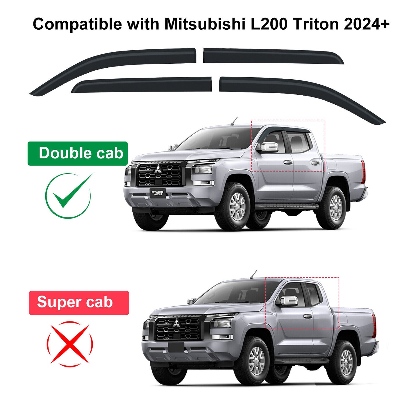 SUITS - Mitsubishi MV TRITON L200 2024 + Weather Shields Window Visors Tinted