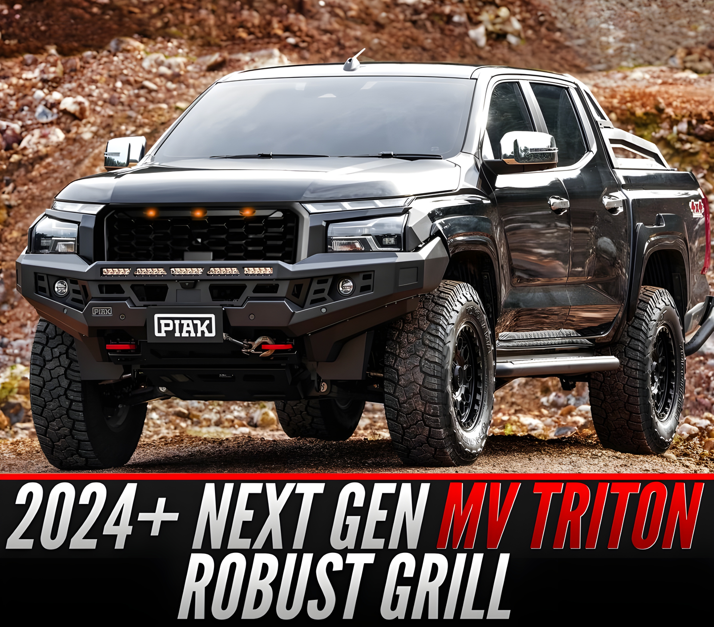 2024+ Mitsubishi Triton MV L200 ROBUST Grill - AFTERMARKET - AMBER LED