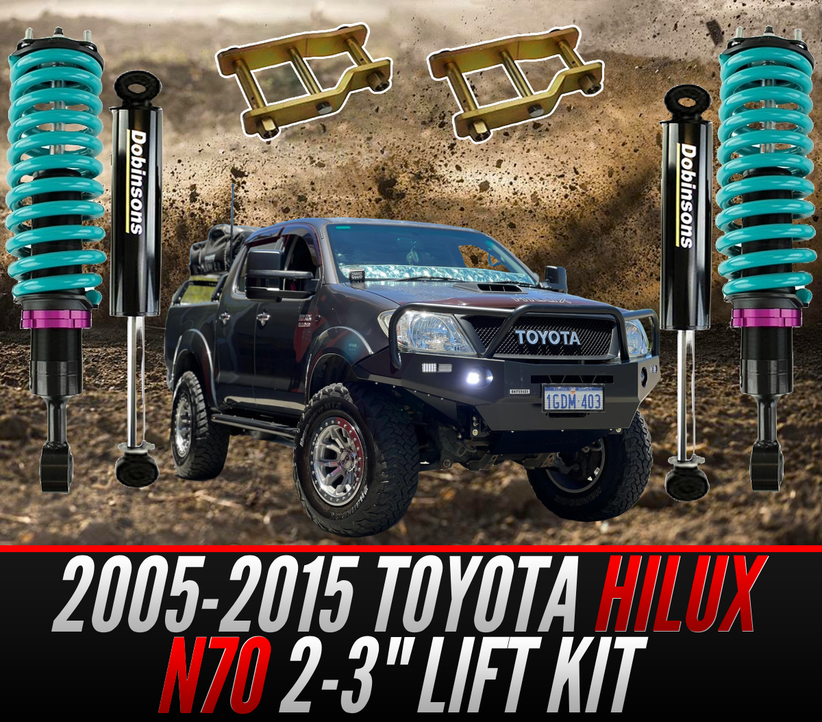 Toyota Hilux N70 (KUN26R) 2005-2015 - Dobinsons IMS Monotube Quick Easy Lift Kit 2-3"inch - Preassembled Struts