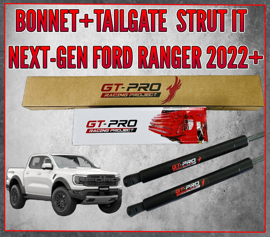 SUITS 2022+ Ford Ranger Next-Gen Bonnet + Tailgate Strut KIT - GT-PRO